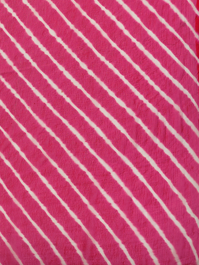 Dark Pink Bandhani Anarkali Cotton Kurta Set