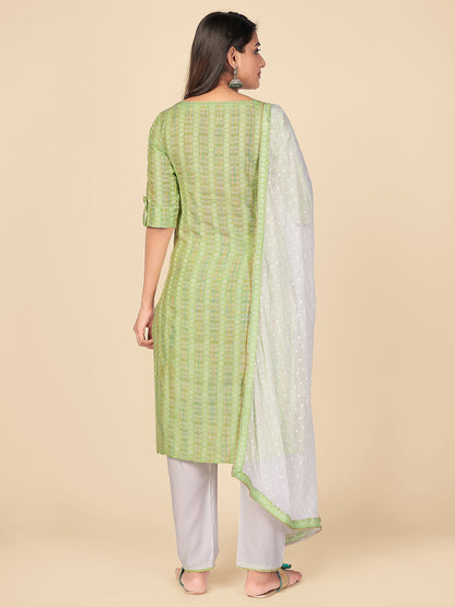 Parrot Green Straight Cotton Kurta Set