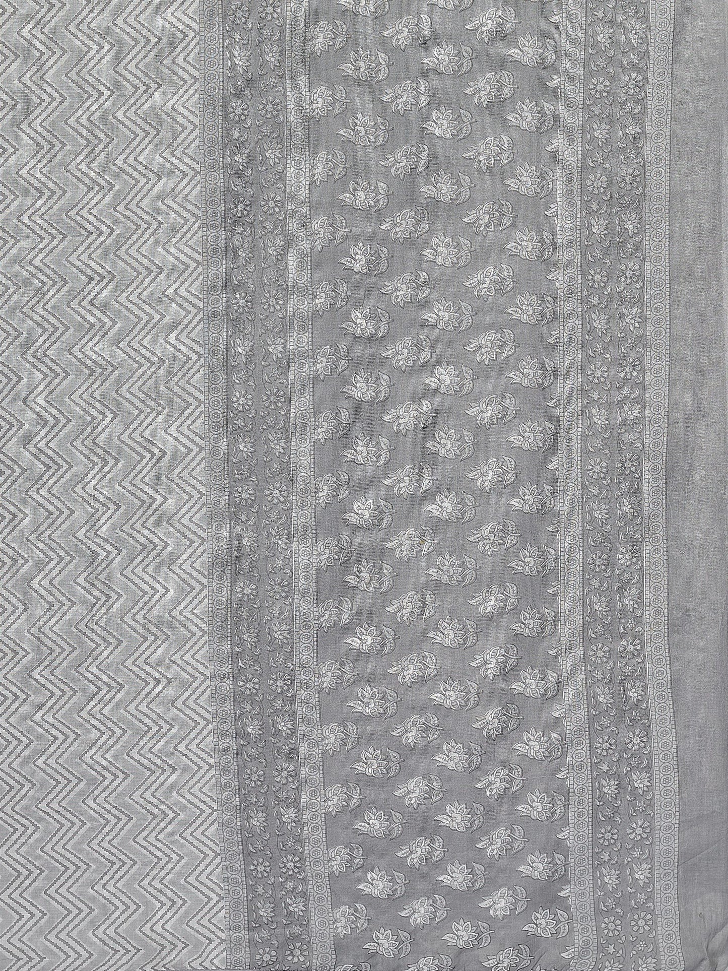 Grey Embroidered Straight Cotton Kurta Set