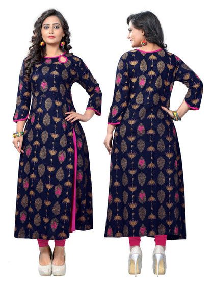 Blue Color Rayon A-Line Kurti