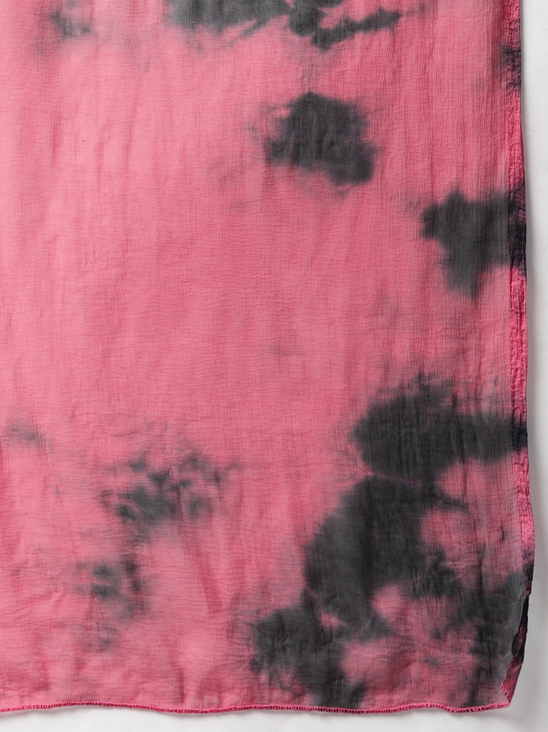 Pink Embroidered Straight Cotton Kurta Set
