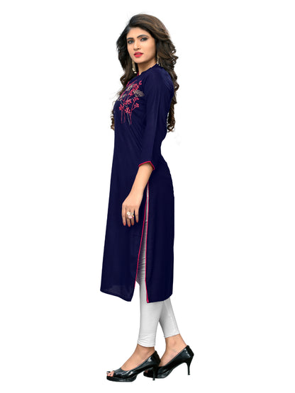 Blue Color Rayon Straight Kurti