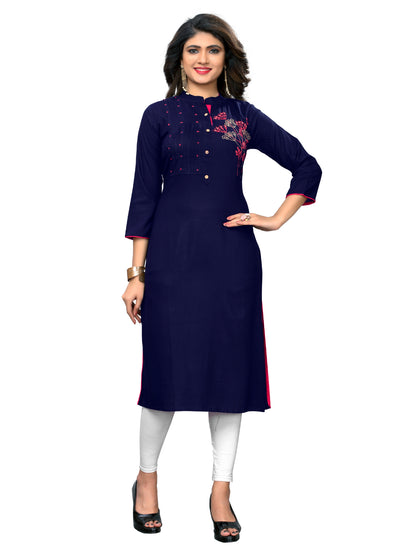 Blue Color Rayon Straight Kurti