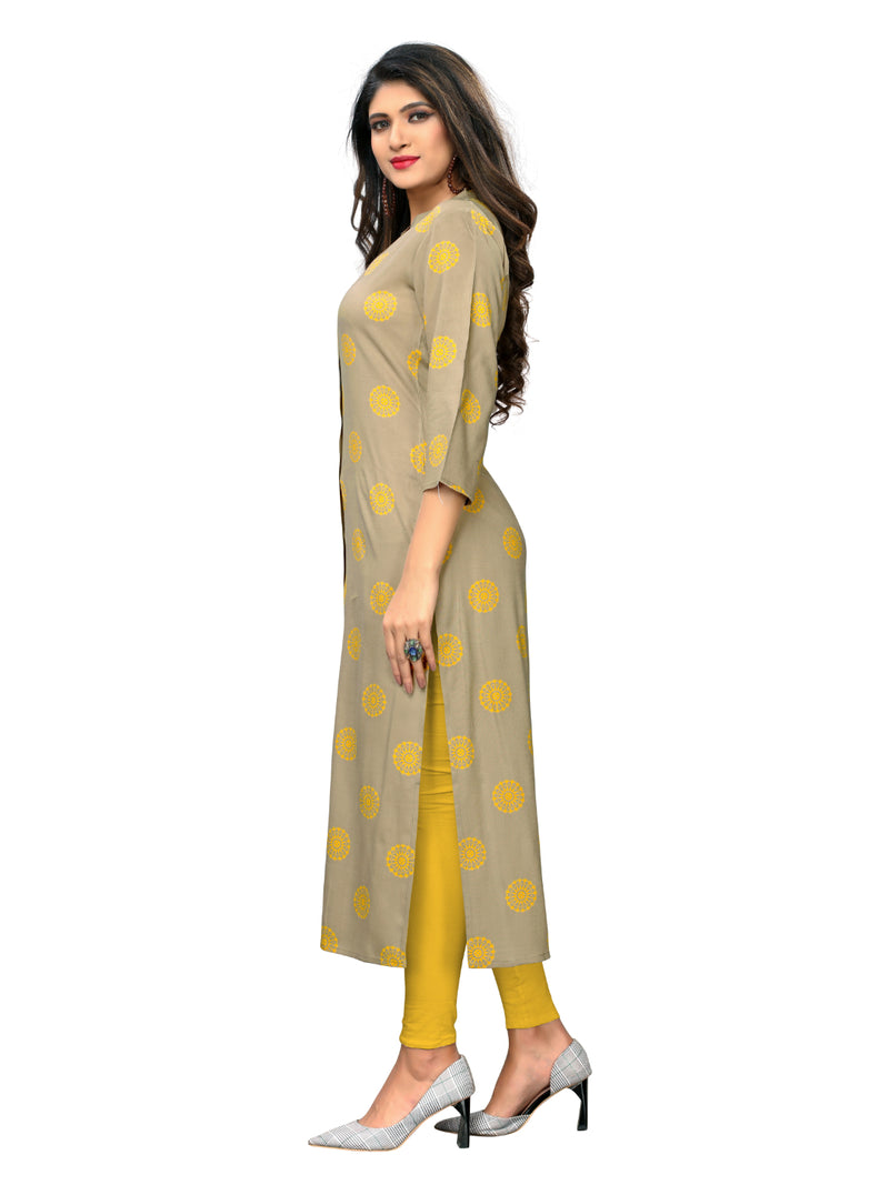 Beige Color Rayon Straight Kurti