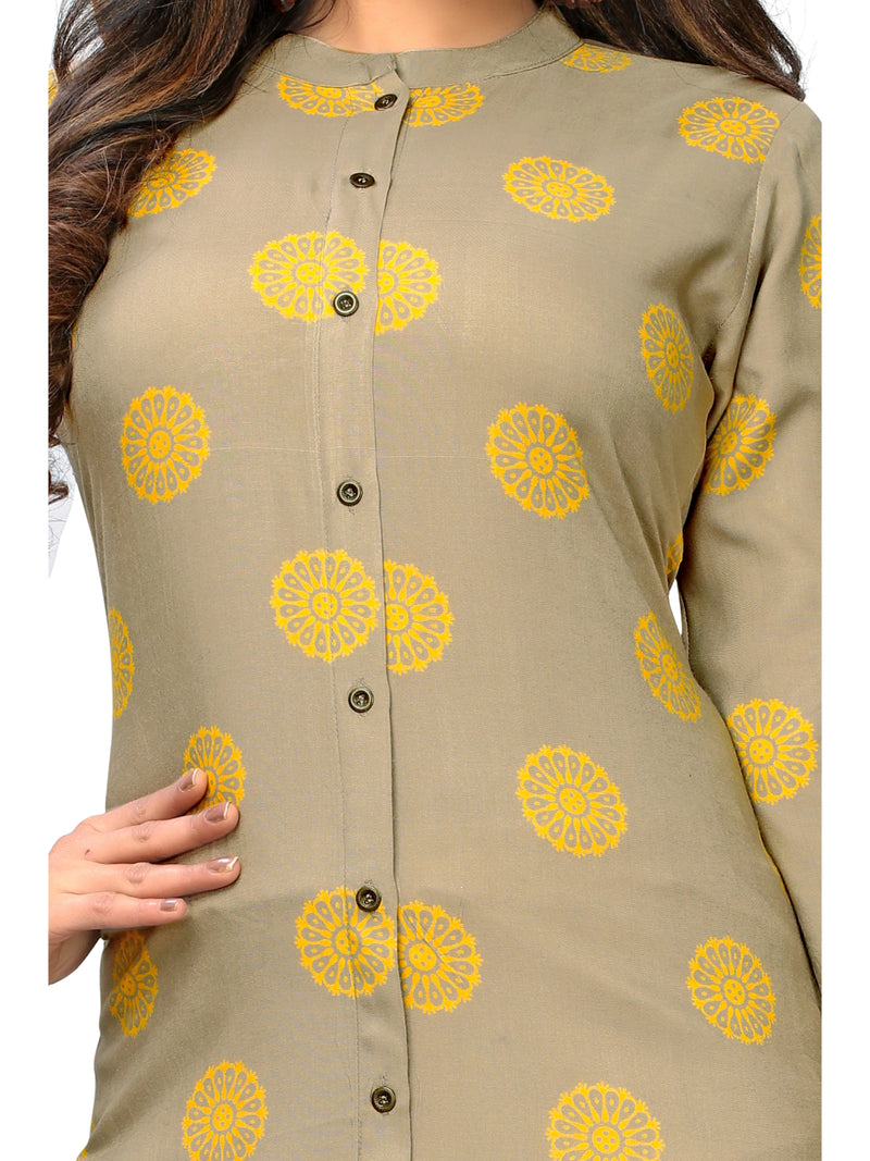 Beige Color Rayon Straight Kurti