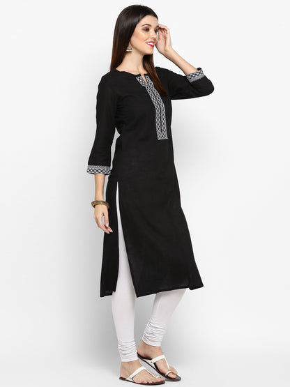 Black Color Cotton Straight Kurti