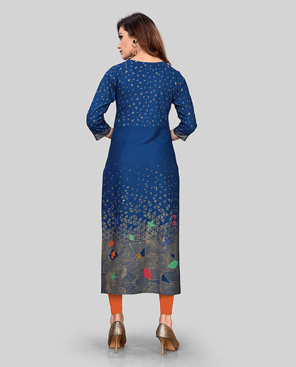 Dark Aqua Rayon Straight Kurti