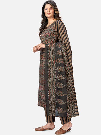 Brown Straight Cotton Kurta Set