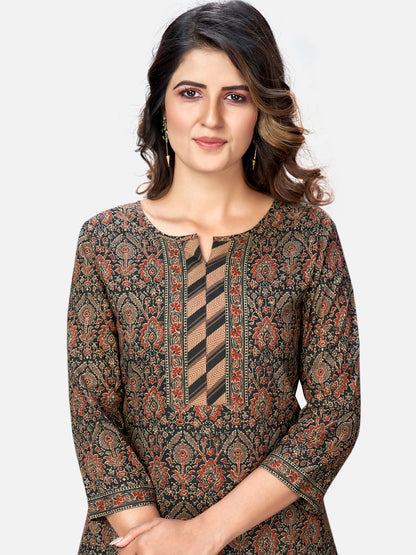 Brown Straight Cotton Kurta Set